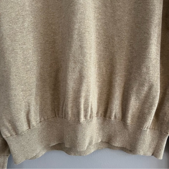 J Crew Mens Sweater V- neck Long Sleeve 100% Cotton Preppy Knit Tan XL - Picture 5 of 10